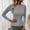 Grey, variant on WNEGSTG Long Sleeve Shirts for Women Ribbed Solid Color Sweater Slim Fitted Knitted Top Pullover Grey