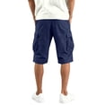 thumbnail image 5 of Cargo Shorts for Men Big and Tall Plus Size Comfy Cotton Elastic Waist Casual Bottoms Versatile Workout Athletic Shorts, #02 Navy, 3XL, 5 of 7