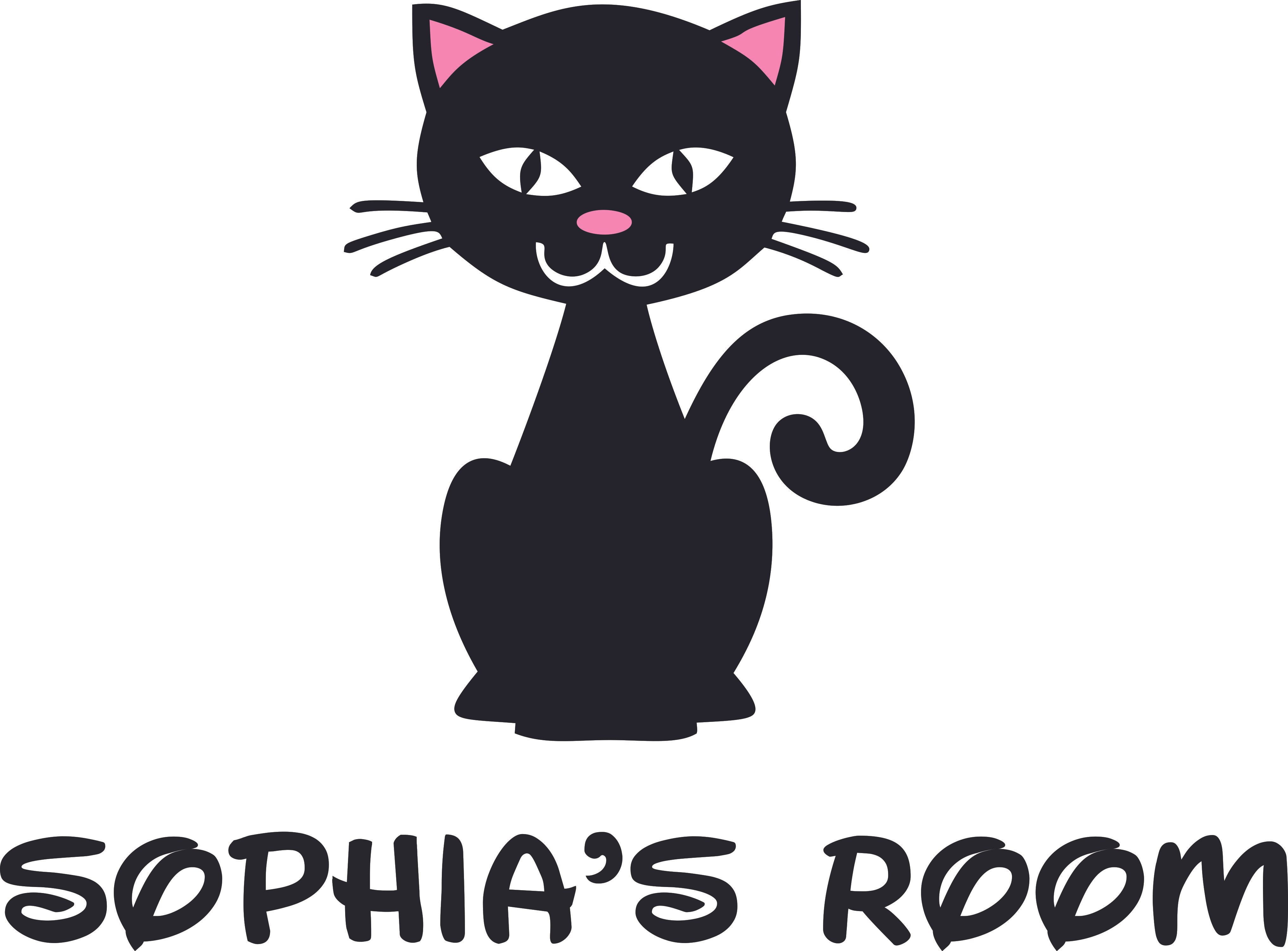 Cute Black Cat Cats Kitten Meow Customized Wall Decal Custom Vinyl