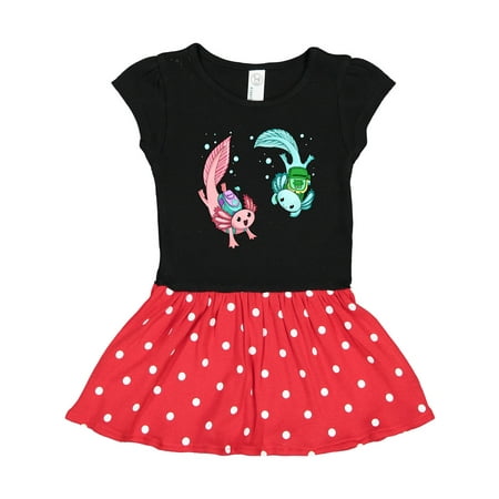 

Inktastic Back to School Cute Axolotls with Backpacks Gift Toddler Girl Dress
