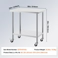 thumbnail image 6 of KFFKFF Commercial Kitchen Worktable, 24"x36"x38" Stainless Steel Work Benches, Durable Metal Worktable with 4 Casters, 3 Adjustable Height for Food Preparation in Restaurants, 6 of 8