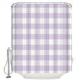 thumbnail image 2 of Plaid Purple Rural Style, Waterproof Fabric Shower Curtain, Rural Abstract Geometric Lattice Shower Curtain for Bathroom Curtains Bathtubs Hotel Washable Shower Curtains with 12 Hooks Standard 72x72, 2 of 6