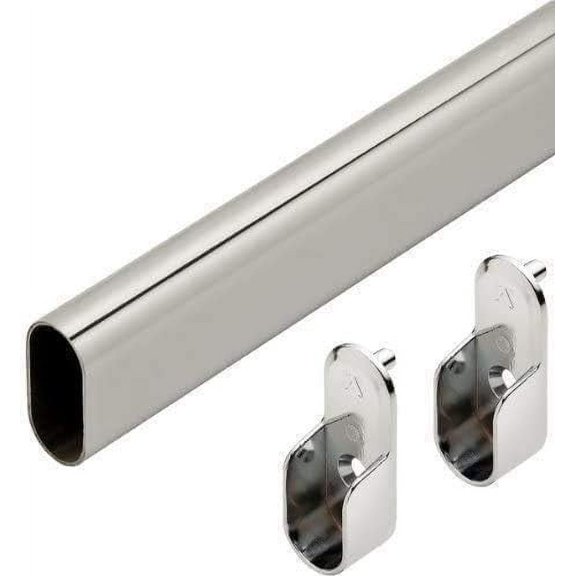 Hafele Premium Wardrobe Closet Rod with End Supports - Closet Rod with Brackets