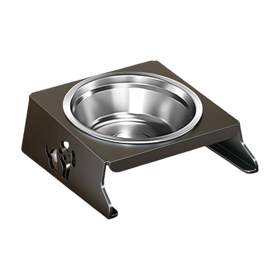 Stainless Steel Pet Bowl Elevated Dog Bowl Stand | Raised Dog Bowl Stand for Small Dogs | Black Single Pet Feeding Station