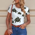 thumbnail image 4 of Cauagu Sea Turtle Women's Crew Neck Round Short Sleeve T Shirts Tops Bodysuit Daily Jumpsuit-Large, 4 of 7