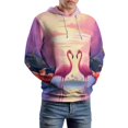 thumbnail image 5 of Pink Flamingos Sunset Oasis Men's Women Vintage 3D Hooded Sweatshirt - All-Season Loose Fit Streetwear, 5 of 6