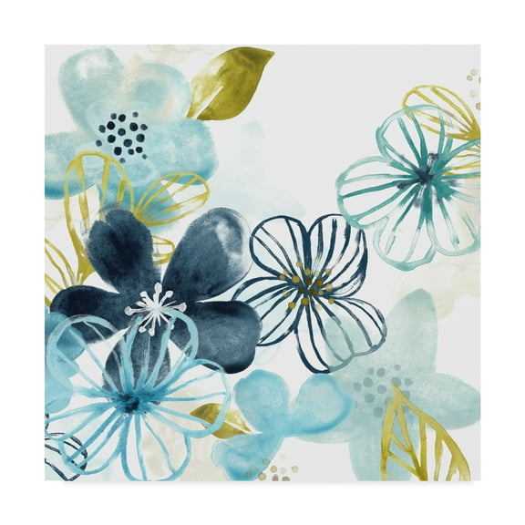 Trademark Fine Art 'Aqua Flora I' Canvas Art by June Erica Vess