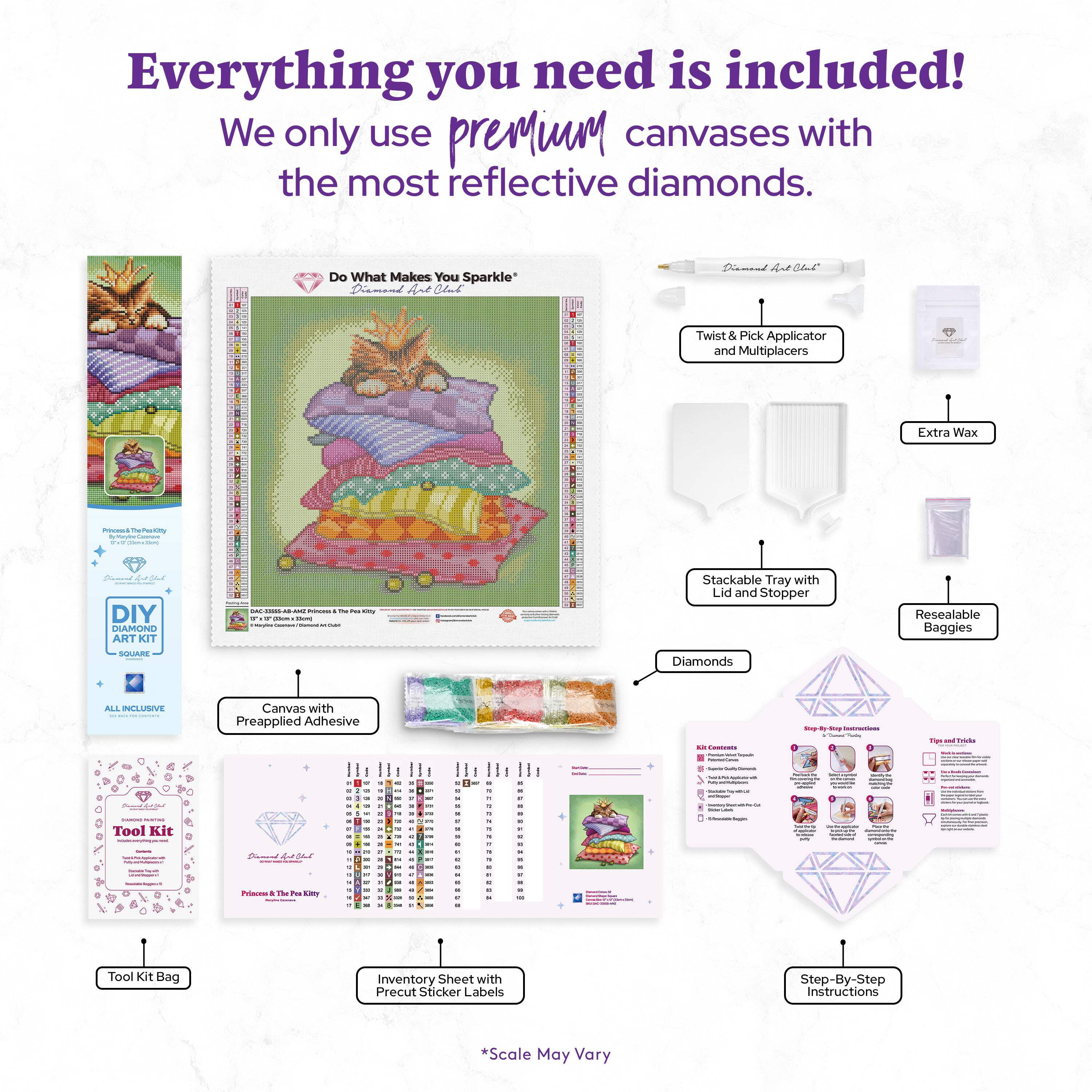 DIAMOND ART CLUB Princess  The Pea Kitty Diamond Painting Kit