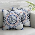 thumbnail image 3 of Shangniulu Throw Pillow Cases Cozy Fleece Mandala Floral Decorative Cushion Covers for Couch Bed Sofa Farmhouse Decoration Navy Blue Grey White, 3 of 5