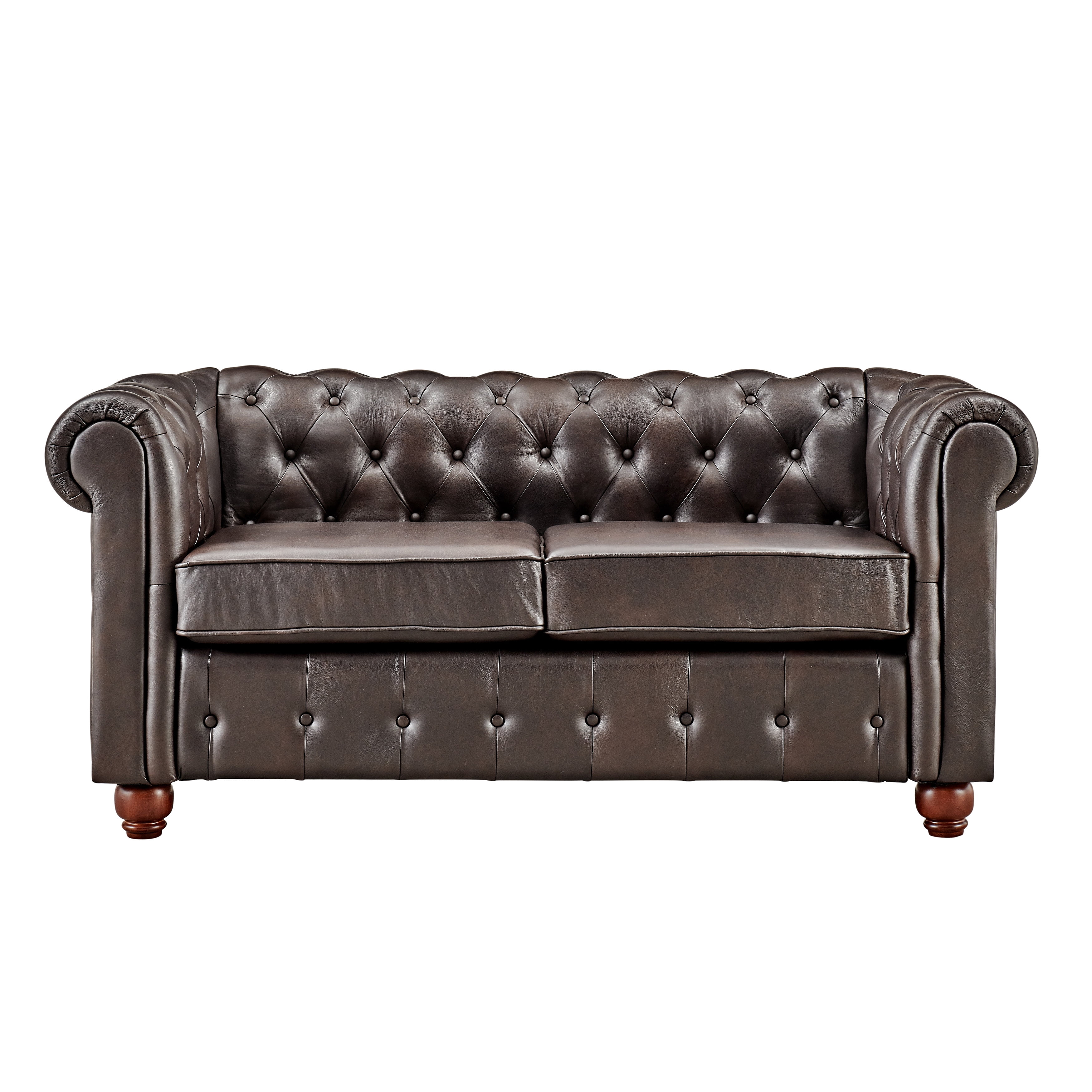 Home Meridian Mid-Century Modern Leather Upholstered Living Room Sofa in Chocolate