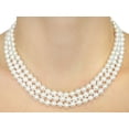 thumbnail image 3 of 14K Gold Japanese Akoya White Cultured Pearl Triple Strand Necklace - AAA Quality, 17-18-19" Length, 3 of 7