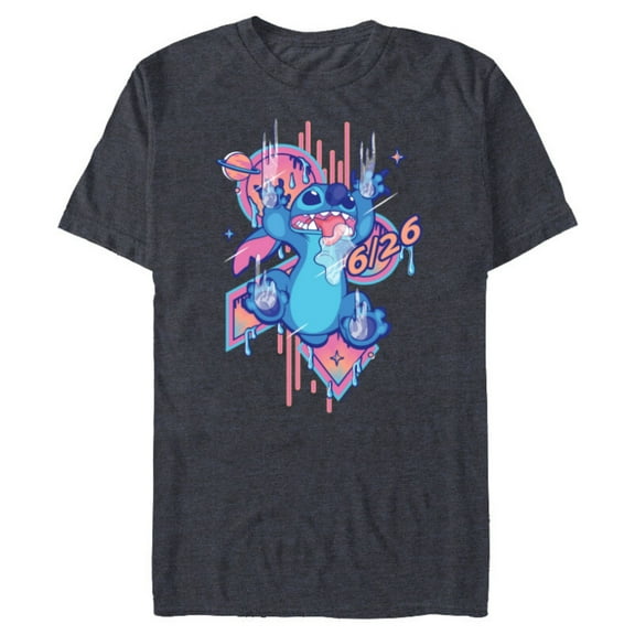 Disney Lilo & Stitch 626 Stitch Day Drool Slide June 26 - Short Sleeve Blended T-Shirt for Adults - Customized-Navy Heather