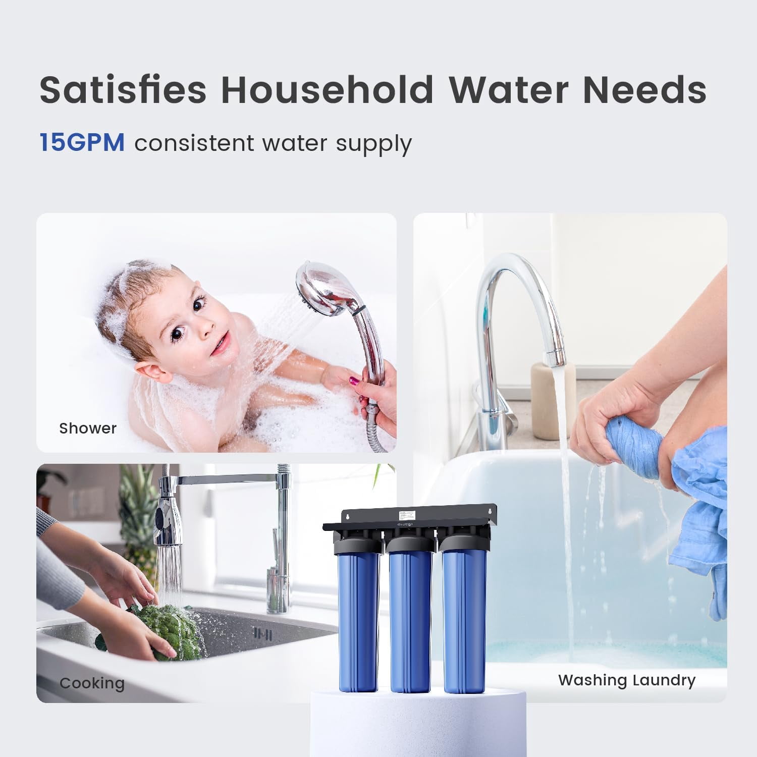 Waterdrop Whole House Water Filter,Carbon Filter and Sediment Filter, Replacement for, Any 20" x4.5" System, 5 Micron WD-WF20PG