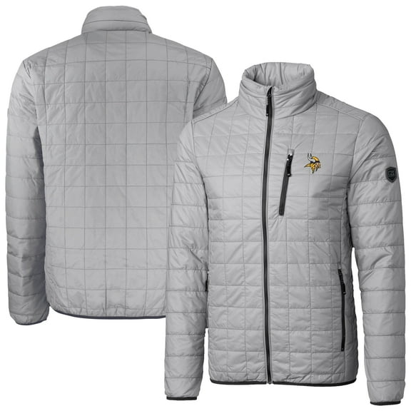 Men's Cutter & Buck Gray Minnesota Vikings Rainier PrimaLoft Eco Insulated Full-Zip Puffer Jacket