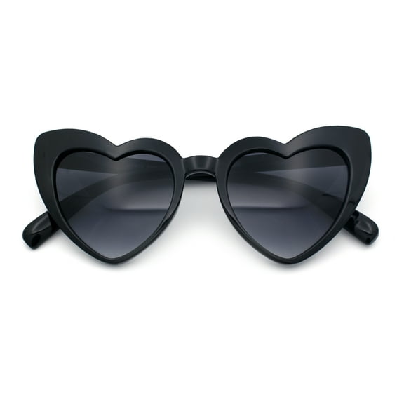 Girls Kid Size Heart Shape Lolita Valentine Love Sunglasses Black - Smoke