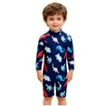 thumbnail image 2 of ATOGUTA Boys Swimsuit Long Sleeve Rash Guard One Piece Swimsuits with UV Protection Sunsuit Size 0-4T, Navy, 2 of 6