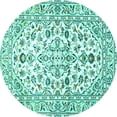 thumbnail image 1 of Ahgly Company Indoor Round Persian Turquoise Blue Traditional Area Rugs, 7' Round, 1 of 4