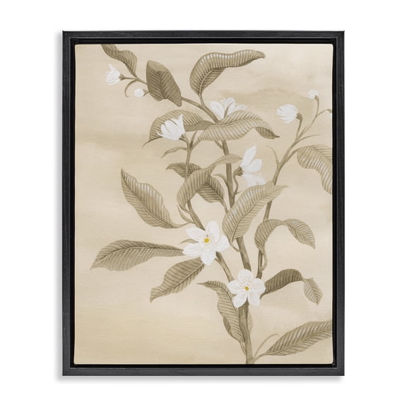 Stupell Industries Transitional Neutral White Daffodils Black Floating Frame Canvas Art, 17 x 21, by Grace Popp
