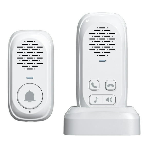 Wireless Doorbell,Two Way Intercom Doorbell for Home Classroom,Doorbells Intercom System with Charging Base,Rechargeable Battery,4 Volume Levels (White)