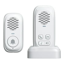 Wireless Doorbell,Two Way Intercom Doorbell for Home Classroom,Doorbells Intercom System with Charging Base,Rechargeable Battery,4 Volume Levels (White)