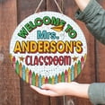 thumbnail image 2 of Flagwix Personalized Back To School Sign, Custom Round Wooden Teacher Name Sign, Classroom Decor, Unique Teacher Gifts, Rustic Colorful Crayon Door Sign - 14 inches, 2 of 9