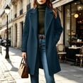 thumbnail image 4 of Staron Winter Coats for Women Wool Blend Pea Coat Collared Long Sleeve Button Down Casual Loose Fall Jacket Navy XL, 4 of 7