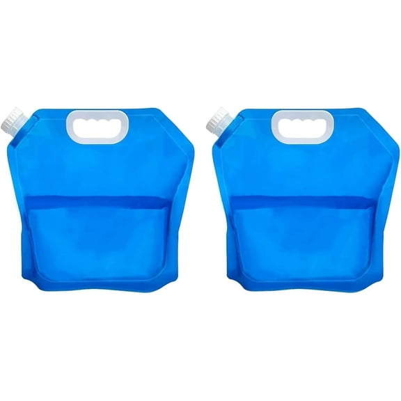 2 Pack Collapsible 5 Litre Water Container - BPA-Free Portable Water Storage Jugs With 2 Bonus Caps, Leakproof For Camping, Hiking, Travel & Emergency Use