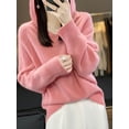 thumbnail image 4 of Suéter ligero de lujo para mujer, sudadera informal con capucha, 100 % lana merino, jersey de punto de cachemira de manga larga, top coreano otoño invierno 2023, 4 of 5