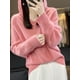 thumbnail image 4 of Suéter ligero de lujo para mujer, sudadera informal con capucha, 100 % lana merino, jersey de punto de cachemira de manga larga, top coreano otoño invierno 2023, 4 of 5