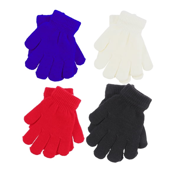 FUEENIRVA Work Gloves Women Unisex Knitted Gloves Hand Protection Five Fingers 4Pairs Red Blue White Black