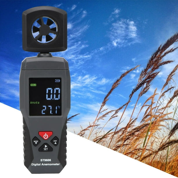 Medidor de velocidad del viento portátil, anemómetro digital con sensor inteligente, pantalla LCD, anemómetro digital, funcionalidad de alta precisión