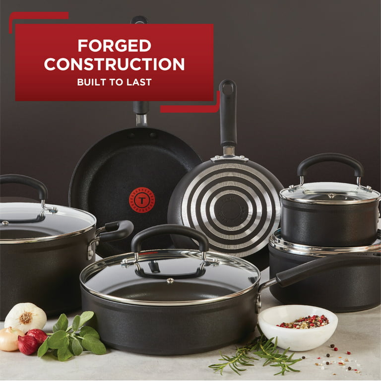  T-fal Initiatives Nonstick Cookware Set 6 Piece Oven Safe 350F  Cookware, Pots and Pans, Oven, Broil, Dishwasher Safe Gray: Home & Kitchen