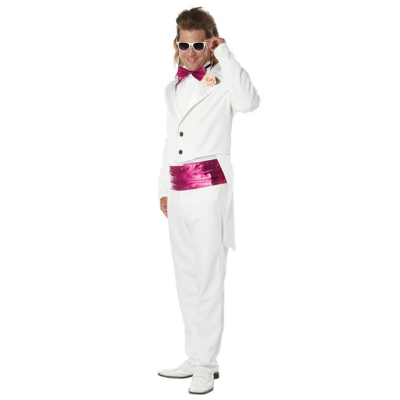 Adult White Suit 80's Prom Date Mens Costume size XL