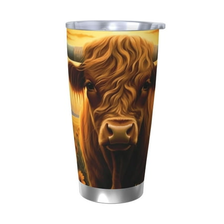 

Matuu Sunset Sunflower Cow A for 20oz Durable Thermal Cups Keep Drinks Cold and Hot Insulated Car Mug with Lid-Without Straw