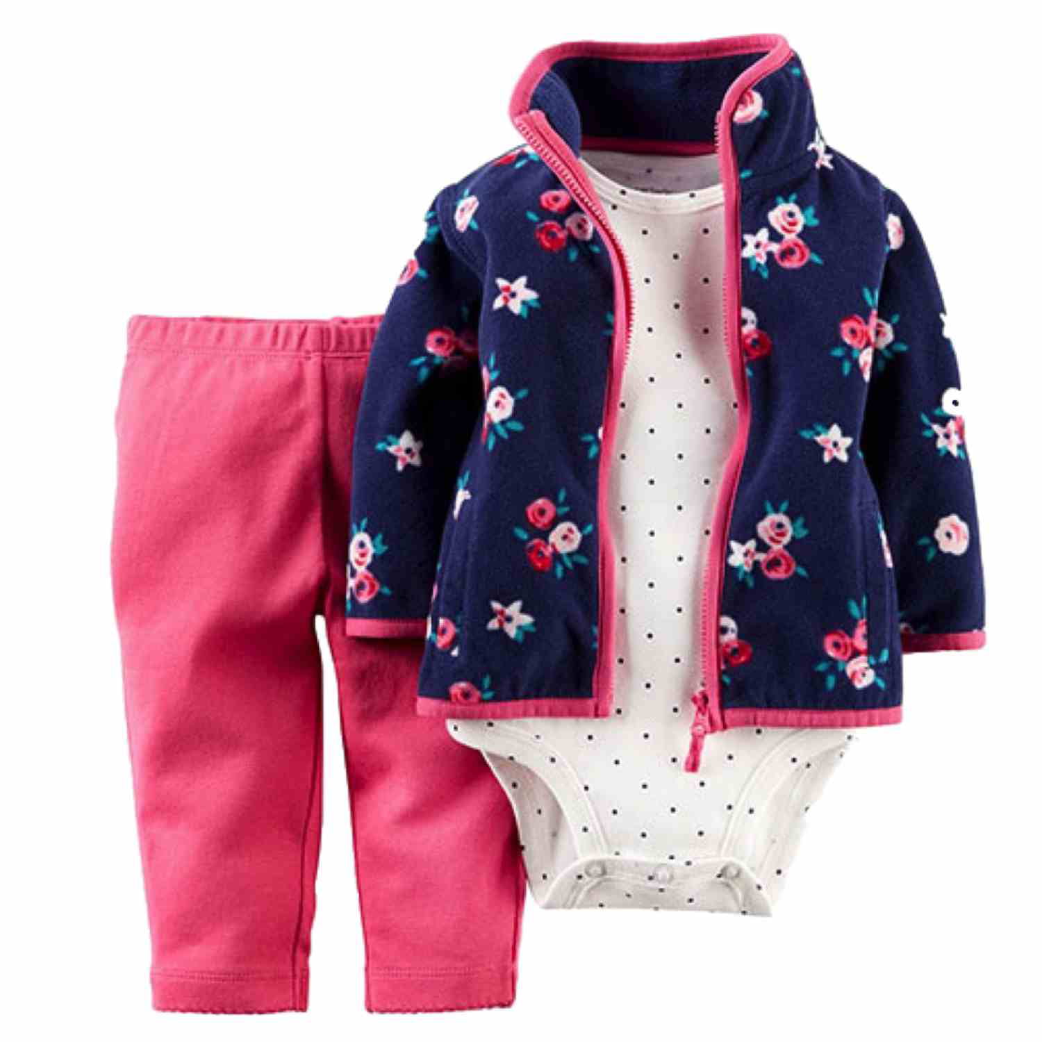 Bodysuit Carter's Baby Girls 3pc Pink Reindeer Hooded Cardigan Pants 3M NB 