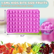 Gummy Fruit Molds Silicone, Mini Cute Fruit Shaped Candy Chocolate Tray Molds With 2 Droppers, 4 Pack 264 Cavities Non-stick Bite Size Kids Apple Molds, Easy to Release DIY Candy Making Kit