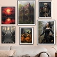 thumbnail image 2 of Póster de mundo de las brujas de arte de la Academia oscura, impresiones para sala de estar, decoración del hogar, pintura de lienzo de Casa Encantada gótica de Halloween, arte de pared, 2 of 4