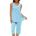 thumbnail image 1 of Conjunto de Ropa de Salón para Mujer Cuello Redondo Blusa sin Mangas Sólida Y Pantalones Cortos de Cintura Elástica Pantalones, Pantalones Cortos de Verano para Mujeres, 1 of 6