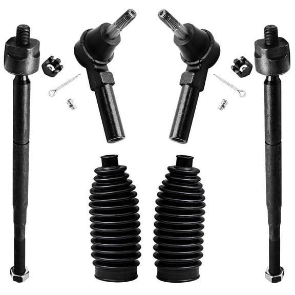 Detroit Axle - Front 6pc Tie Rods Kit for Chevrolet Cobalt HHR Pontiac G5 Pursuit Saturn Ion, 4 Outer and Inner Tie Rod Ends 2 Boots Replacement