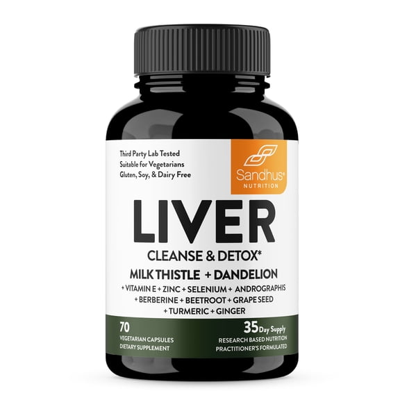 Sandhu's Liver Cleanse Detox & Repair Support Capsules with Milk Thistle & Dandelion Root | Herbal Supplement Pills for Liver Health | for Men & Women | Made in USA | Viral on Tiktok | 70 Count