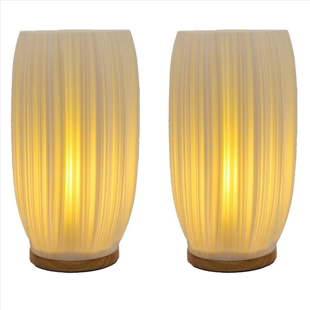 2X Lámparas de Noche para Mesita de Noche, Lámpara de Noche Pequeña A Rayas Vintage para Estudio y Decoración, Breeze D