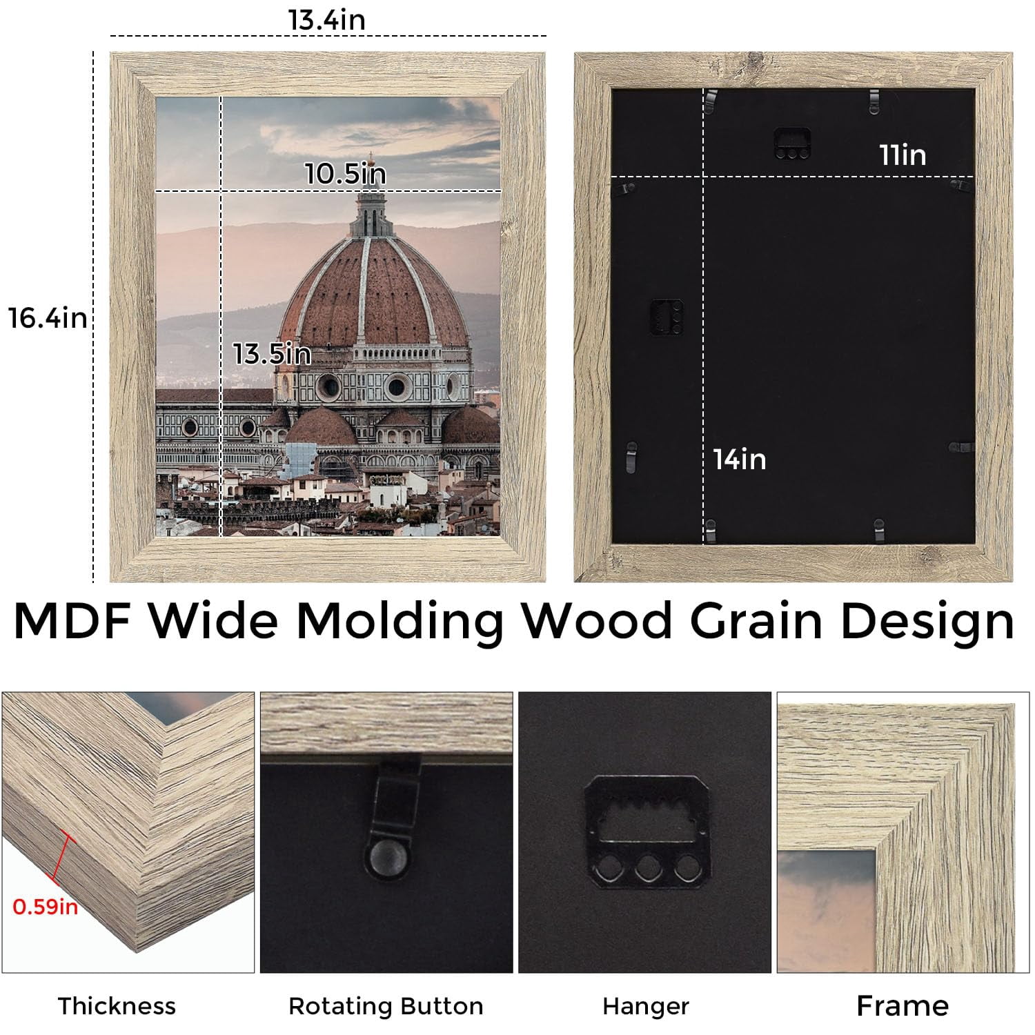 Golden State Art 11x14 Rustic Picture Frames, Gallery Wall Frames Set, Beige, Pack of 10