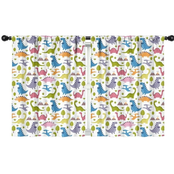 Blackout Kids Curtains,Colorful Cartoon Dinosaurs Repeated Scenery Pattern Childrens Insulated Curtains Set Of 2,Bedroom Essentials,Toddler Room Decor 42"x54"