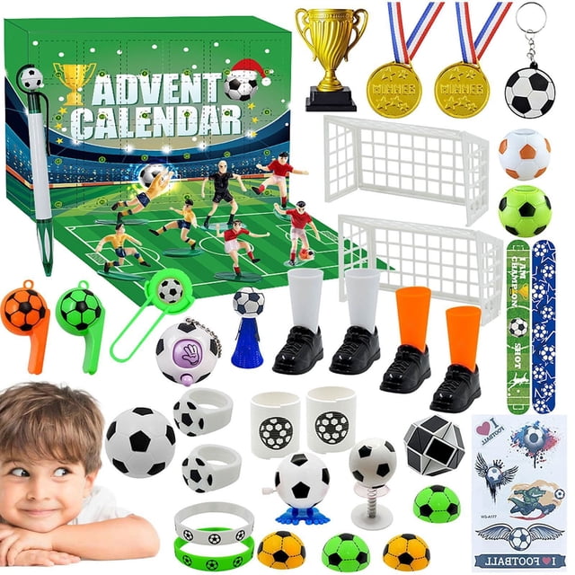 Countdown Sets Countdown Kit for 24 Days Football Accessories Advent Calendars S3s Toy for Boys Teens