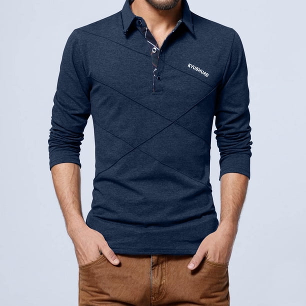 pstuiky camisas de manga larga para hombre, Camisa informal holgada de manga larga con solapa y botones a rayas para hombre Tops casuales para hombres xxl