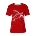 thumbnail image 4 of Tops de Ajuste Suelto para las Mujeres Sudadera Casual Impresa Manga Corta Cuello Redondo Superior, Poliéster, 4 of 4