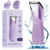 Nogroa Bikini Trimmer for Women, Pubic Hair Trimmer with Mirror & LED Light, Cordless Electric Razor Body Shaver for Trip, USB Rechargeable, IPX7 Waterproof, Ceramic Blade - for Silk Skin, Purple