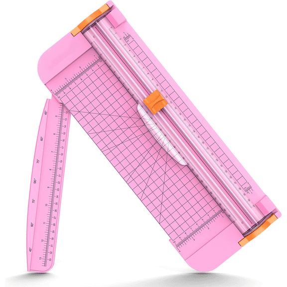 Paper Cutter 12 Inch Paper Trimmer Slider Crafting Scrapbooking Supplies for A4 Vinyl Photo Cardstock with Security Blade and Foldable Ruler