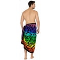 thumbnail image 2 of HAPPY BAY Men's Pareo Swim Trunk Surfing Sarong LGBTQ Pride Rainbow Stripe Long Beach Wrap One Size Neon, Abstract Summer Vacation Aloha, 2 of 5