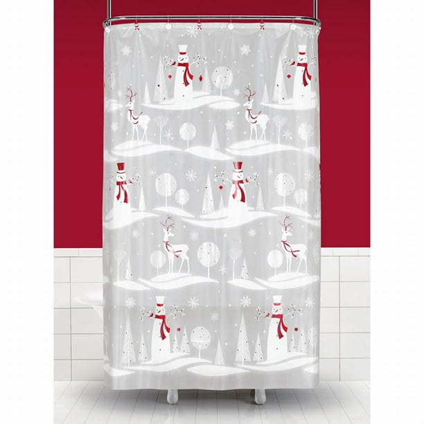 Saturday Knight Winter Magic Snowman Vinyl Shower Curtain Christmas
